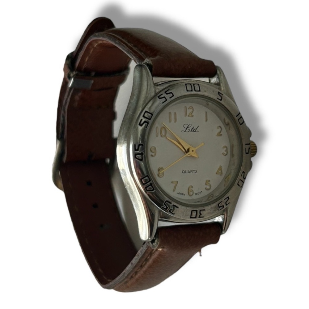 Vintage LTD. Quartz Watch Brown Leather Strap - Needs Battery Replaced